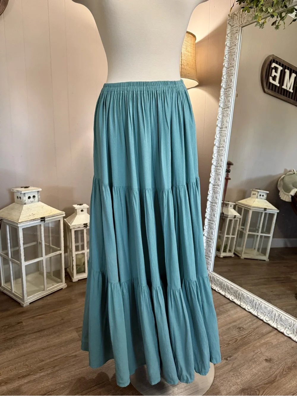 Double D Ranchwear • Turquoise Tiered Broomstick Maxi Skirt